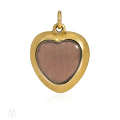 Antique enamel, pearl and diamond heart pendant