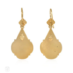 Antique English drop-shaped panel earrings