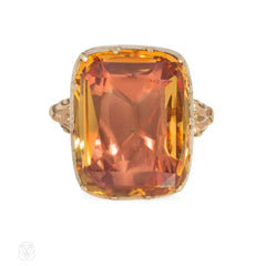 Antique foiled-back topaz and gold ring