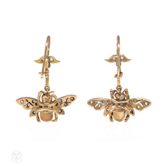 Antique gemset insect earrings