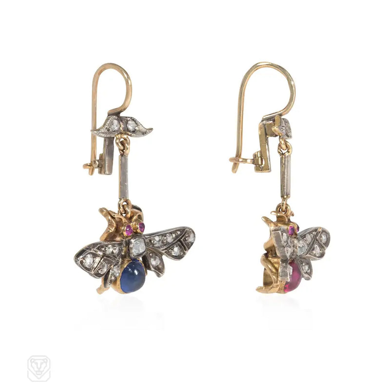 Antique Gemset Insect Earrings