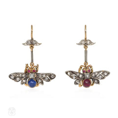 Antique gemset insect earrings