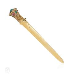 Antique gold and gem-set letter opener