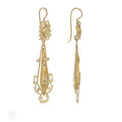 Antique gold foliate pendant earrings