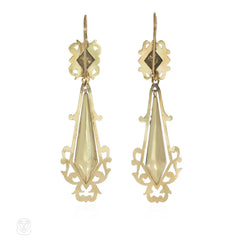 Antique gold foliate pendant earrings