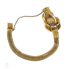 Antique gold hand and belted garter bracelet