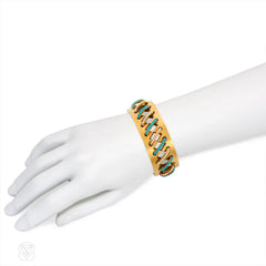 Antique gold, turquoise and pearl cuff bracelet