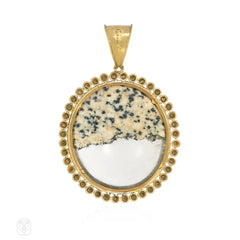 Antique granite and gold specimen locket