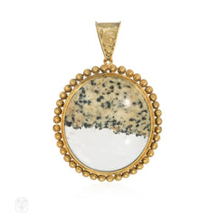 Antique granite and gold specimen locket