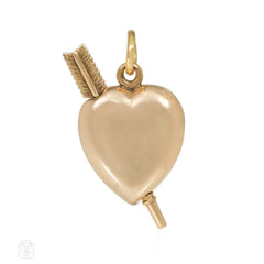 Antique heart and arrow pencil pendant