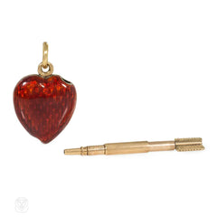 Antique heart and arrow pencil pendant