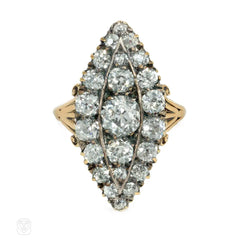 Antique navette-shaped diamond ring