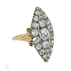 Antique navette-shaped diamond ring