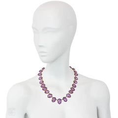 Antique pinchbeck and amethyst riviere necklace