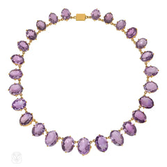 Antique pinchbeck and amethyst riviere necklace