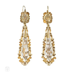 Antique quartz and gold cannetille earrings