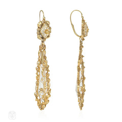 Antique quartz and gold cannetille earrings