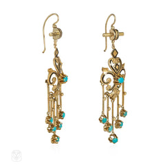 Antique turquoise fringe earrings