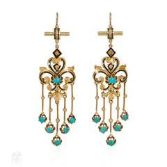 Antique turquoise fringe earrings