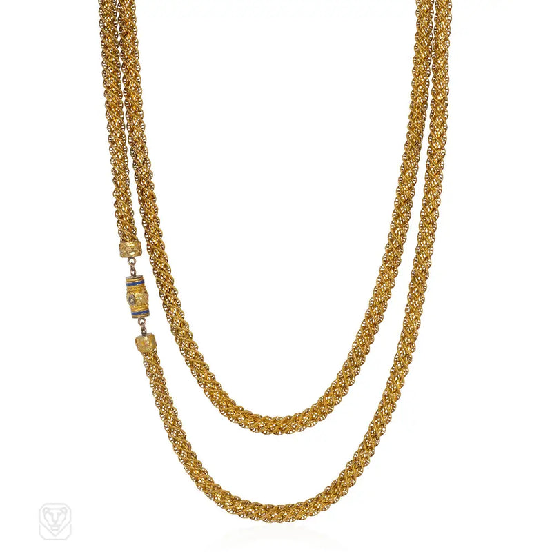Antique Woven Gold Longuard Necklace