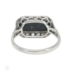 Art Deco diamond and carved onyx plaque ring