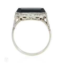 Art Deco diamond and carved onyx plaque ring