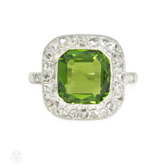 Art Deco diamond and peridot ring