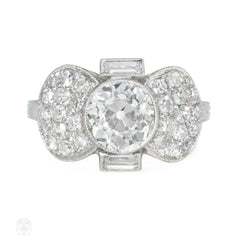 Art Deco diamond and platinum bowtie ring