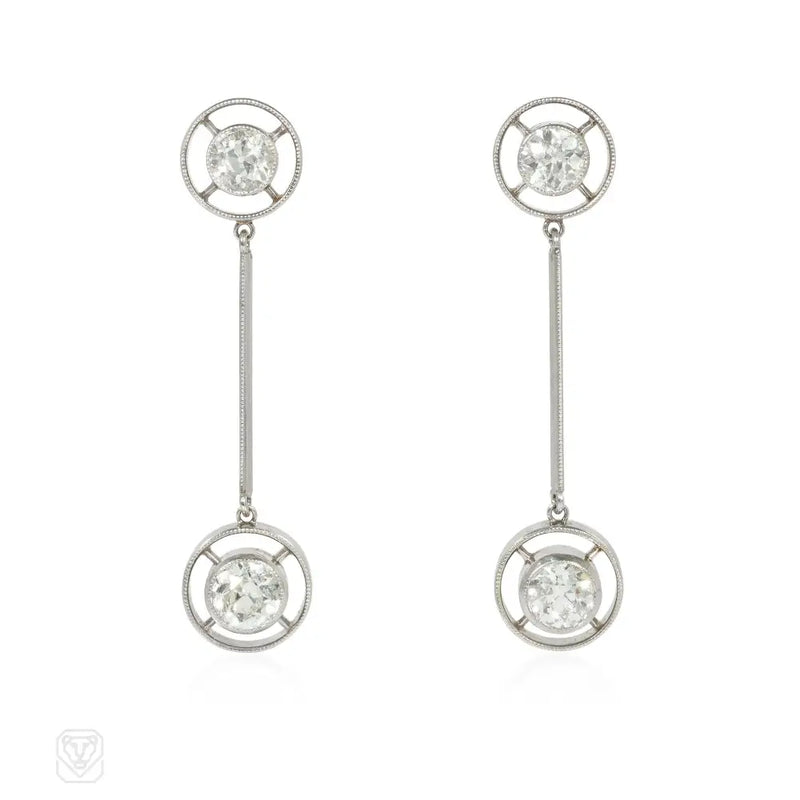 Art Deco Diamond Solitaire Pendant Knifewire Earrings