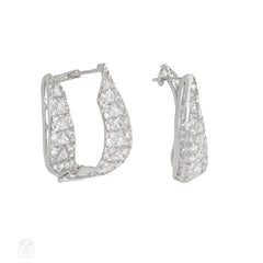 Art Deco draped diamond hoop earrings