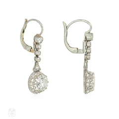 Art Deco french import diamond dormeuse earrings