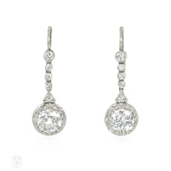 Art Deco french import diamond dormeuse earrings