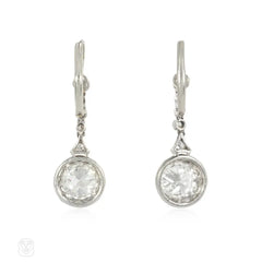 Art Deco french import diamond dormeuse earrings