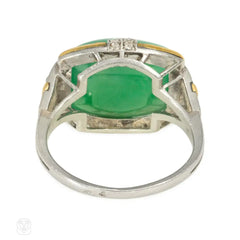 Art Deco jade and diamond ring