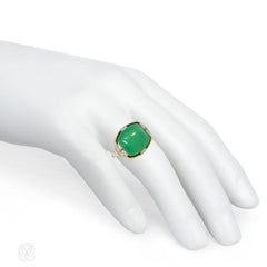 Art Deco jade and diamond ring