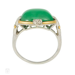 Art Deco jade and diamond ring