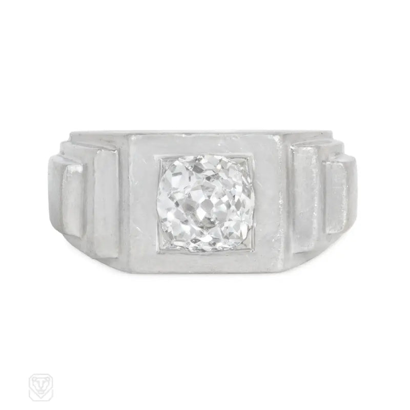 Art Deco Platinum And Diamond Stepped Ring