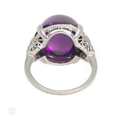 Art Deco sugarloaf amethyst and diamond ring