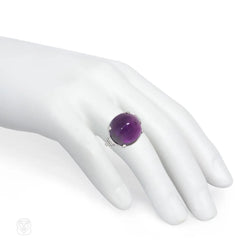 Art Deco sugarloaf amethyst and diamond ring