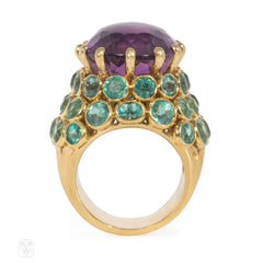 Boivin, France amethyst and emerald ring