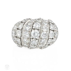 Bombé striped diamond cocktail ring