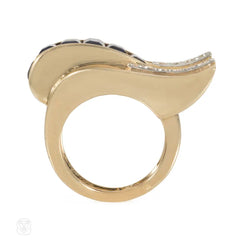 Boucheron Retro gold and diamond flared bypass ring