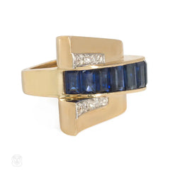 Boucheron Retro gold and diamond flared bypass ring