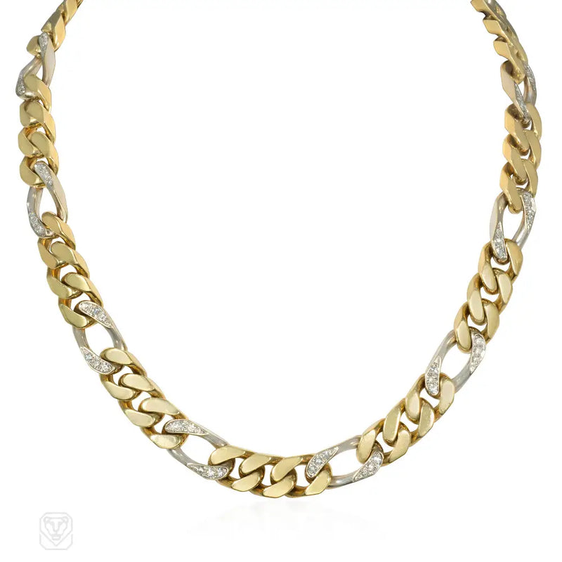 Bulgari Italy gold and diamond reversible neckalce