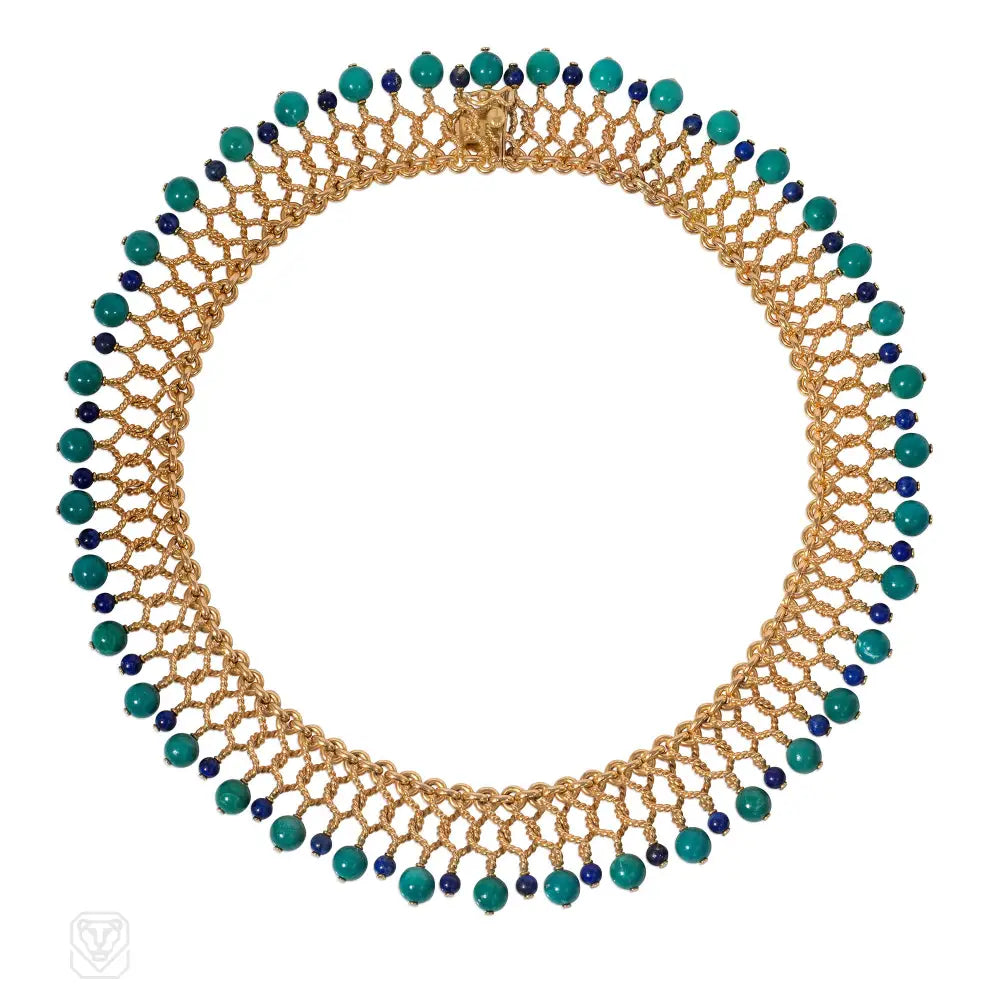 Bulgari Mid-Century gold, turquoise, and lapis collar – Kentshire