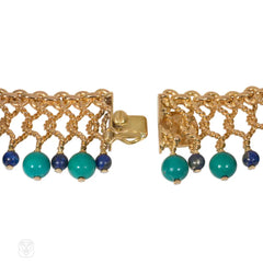 Bulgari Mid-Century gold, turquoise, and lapis collar