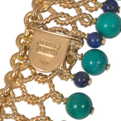 Bulgari Mid-Century gold, turquoise, and lapis collar