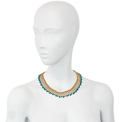 Bulgari Mid-Century gold, turquoise, and lapis collar