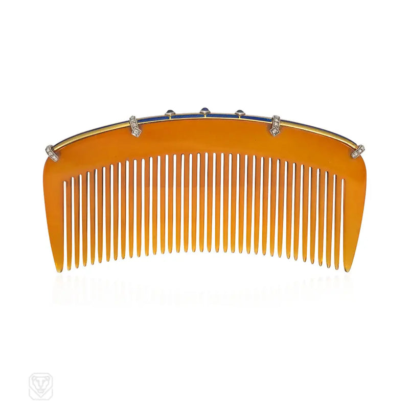 Cartier Art Deco Hair Comb And Silk Poche