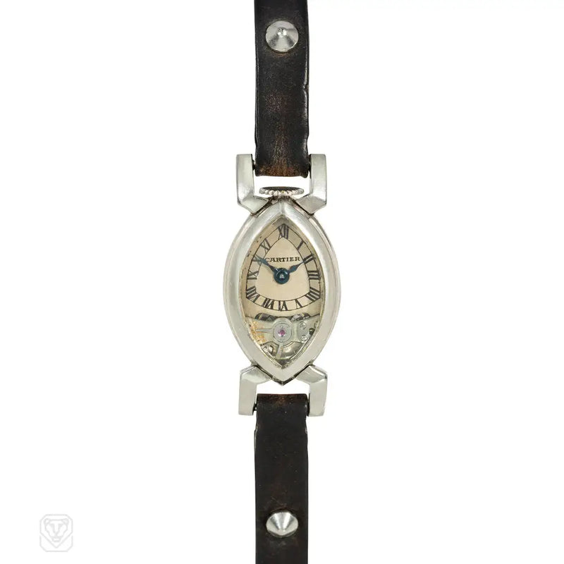 Cartier France navette-shaped Art Deco watch